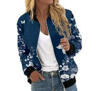 Jacken Damen Sommer Lederblouson Dünne Damenjacken Sport Leichte Sommerjacken Kurzjacke Oversize Parka Womens Freizeitjacke Sommermantel Bomber Leicht Blusenjacke Jacke Himmelblau XL
