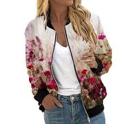 Jacken Damen Sommer Sommerjacke Leicht Jacke Übergangsjacke Zipper Damenjacken Festival Blusenjacke Bikerjacke Oversize Leichte 90Er Bomberjacke Bomber Frühjahr Herbstjacke Pilotenjacke Schwarz S-XXL