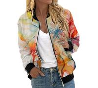 Jacken Damen Sommer Sommerjacke Leicht Jacke Übergangsjacke Zipper Damenjacken Festival Blusenjacke Bikerjacke Oversize Leichte 90Er Bomberjacke Bomber Frühjahr Herbstjacke Pilotenjacke Schwarz S-XXL