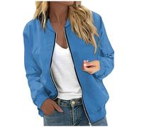 Jacken Damene Oversize Bomberjacke Damen Kurze Blouson Jacke Casual Pilotenjacke Langarm Outwear Zip Up Solid Leichte Coat Sweatjacke
