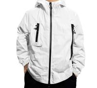 Jacken für Herren, windbreaker mit durchgehendem Reißverschluss, leicht, wasserdicht, einfarbig, elastische Bündchen, normale Passform, atmungsaktiv, Sportbekleidung, lässig, smart, übergroße