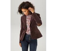 Jackenblazer ANISTON CASUAL, Damen, Gr. 44, braun (dunkelbraun), Web, Obermaterial: 97% Baumwolle, 3% Elasthan. Futter: 100% Polyester, unifarben, figurbetont hüftlang, normaler Saum mit Knöpfen, Blaz