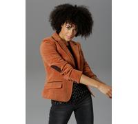 Jackenblazer ANISTON CASUAL, Damen, Gr. 44, braun (zimt), Web, Obermaterial: 97% Baumwolle, 3% Elasthan. Futter: 100% Polyester, unifarben, figurbetont hüftlang, normaler Saum mit Knöpfen, Blazer, mit