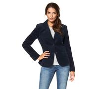 Jackenblazer ANISTON CASUAL, Damen, Gr. 46, blau (marine), Web, Obermaterial: 97% Baumwolle, 3% Elasthan. Futter: 100% Polyester, unifarben, figurbetont hüftlang, normaler Saum mit Knöpfen, Blazer, mi