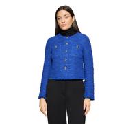 Jackenblazer BETTY BARCLAY "Damen langarm", Damen, Gr. 42, adria blau, Bouclé, Obermaterial: 60% Baumwolle, 38% Polyester, 2% Polyester, Basic, normal normal, Rundhals, Blazer (25398920-42) adria blau