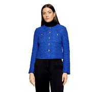 Jackenblazer BETTY BARCLAY "Damen langarm", Damen, Gr. 44, adria blau, Bouclé, Obermaterial: 60% Baumwolle, 38% Polyester, 2% Polyester, Basic, normal normal, Rundhals, Blazer (25398920-44) adria blau