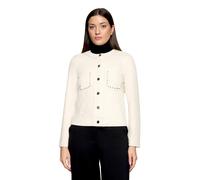 Jackenblazer BETTY BARCLAY "Damen mit Knöpfen", Damen, Gr. 42, weiß (grau beige), Samt, Obermaterial: 92% Polyester, 8% Elasthan, gerade normal, Rundhals, Blazer (52224404-42) grau beige