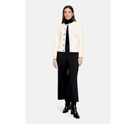 Jackenblazer BETTY BARCLAY "Damen mit Knöpfen", Damen, Gr. 44, weiß (grau beige), Samt, Obermaterial: 92% Polyester, 8% Elasthan, gerade normal, Rundhals, Blazer (52224404-44) grau beige