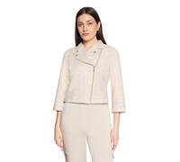 Jackenblazer BETTY BARCLAY "Damen mit Reißverschluss", Damen, Gr. 40, beige (grau beige), Samt, Obermaterial: 92% Polyester, 8% Elasthan, sehr schmal normal, Blazer (58775905-40) grau beige