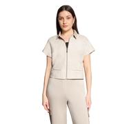 Jackenblazer BETTY BARCLAY "Damen mit Reißverschluss", Damen, Gr. 42, grau beige, Samt, Obermaterial: 92% Polyester, 8% Elasthan, gerade normal, Blazer (79206613-42) grau beige