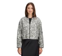 Jackenblazer BETTY & CO "Damen mit Pailletten", Damen, Gr. 34, grün (schwarz, silber), Obermaterial: 100% Polyester; Futter: 100% Polyester, oversize normal, Rundhals, Blazer (47065651-34) schwarz, si