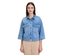 Jackenblazer BETTY & CO "Damen mit Perlen", Damen, Gr. 36, blau (light blau denim), Obermaterial: 94% Baumwolle, 5% Polyester, 1% Elasthan, oversize normal, Blazer, Perlen (65229067-36) light blau den