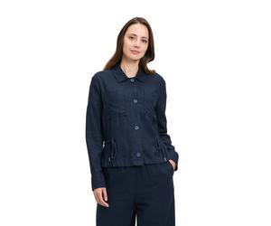 Jackenblazer BETTY & CO "Damen mit Taschen", Damen, Gr. 44, blau (dunkelblau), Obermaterial: 55% Leinen, 45% Viskose, lässig geschnitten normal, Blazer, Material (74506731-44) dunkelblau