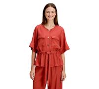 Jackenblazer BETTY & CO "Damen mit Taschen", Damen, Gr. 46, rot (dunkelrot), Obermaterial: 83% Viskose, 17% Polyamid, lässig geschnitten normal, Rundhals, Blazer (45104056-46) dunkelrot