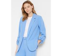 Jackenblazer BONPRIX "Blazer", Damen, Gr. 36, mittelblau, Web, Obermaterial: 90% Polyester, 10% Elasthan. Futter: 100% Polyester, oversize normal, mit Riegel Aufschlag, Blazer, mit klassischem Reversk