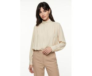 Jackenblazer BOSS ORANGE "Jolea Premium Damenmode", Damen, Gr. 44, beige (light, pastel gelb 742), Web, Obermaterial: 75% Viskose, 25% Polyester, unifarben, relaxed fit hüftlang, Manschette mit Druckk