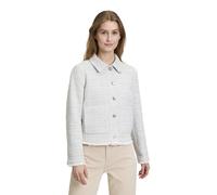 Jackenblazer CARTOON "Cartoon Tweedblazer mit Fransen", Damen, Gr. 46, blau (nature, blau), Obermaterial: 75% Baumwolle, 25% Polyester. Futter: 100% Acetat., modisch, gerade normal, Rundhals, Langarm,