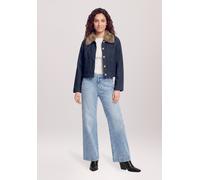 Jackenblazer CARTOON "Damen mit Kunstfellkragen", Damen, Gr. 34, blau (patch blau, braun), Obermaterial: 100% Baumwolle, gerade normal, Blazer (34267519-34) patch blau, braun