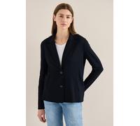 Jackenblazer CECIL, Damen, Gr. XXL (46), schwarz (universal blau), Jersey, 66% Viskose, 30% Polyester, 4% Elasthan, unifarben, regular fit normal, V-Ausschnitt, Bündchen, Blazer, im Basic-Style (56289