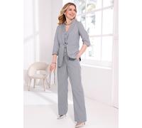 Jackenblazer CLASSIC BASICS "Blazer", Damen, Gr. 42, grau (grau, ecru, gestreift), 100% Polyester, Blazer (28937346-42) grau, ecru, gestreift