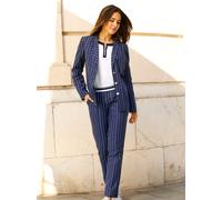 Jackenblazer CLASSIC BASICS "Blazer", Damen, Gr. 50, blau (marine, weiß, gestreift), 100% Polyester, Blazer (40228235-50) marine, weiß, gestreift