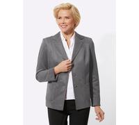 Jackenblazer CLASSIC "Lederimitat-Blazer", Damen, Gr. 38, grau, 90% Polyester, 10% Elasthan, Blazer (34558119-38) grau