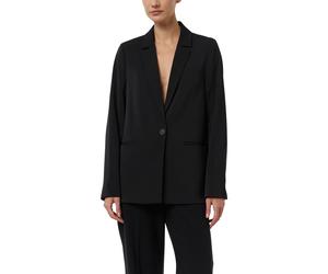Jackenblazer COMMA, Damen, Gr. 34, schwarz, Web, Obermaterial: 97% Polyester, 3% Elasthan, unifarben, oversize Po-bedeckend, tiefer V-Ausschnitt, abgesteppte Kante, Blazer, Oversize-Blazer mit Reversk