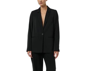 Jackenblazer COMMA, Damen, Gr. 38, schwarz, Web, Obermaterial: 97% Polyester, 3% Elasthan, unifarben, oversize Po-bedeckend, tiefer V-Ausschnitt, abgesteppte Kante, Blazer, Oversize-Blazer mit Reversk