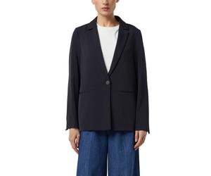 Jackenblazer COMMA, Damen, Gr. 40, schwarz (navy), Web, Obermaterial: 97% Polyester, 3% Elasthan, unifarben, oversize Po-bedeckend, tiefer V-Ausschnitt, abgesteppte Kante, Blazer, Oversize-Blazer mit