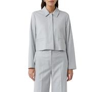 Jackenblazer COMMA, Damen, Gr. 44, grau (light grau), Web, Obermaterial: 69% Polyester, 29% Viskose, 2% Elasthan, unifarben, hüftbedeckend, Rundhals, Blazer, kurz, mit Hemdkragen und verdeckter Knopfl