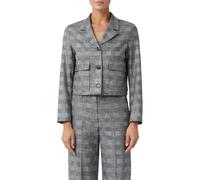 Jackenblazer COMMA, Damen, Gr. 46, grau (grau check), Web, Obermaterial: 53% Viskose, 45% Polyester, 2% Elasthan, gemustert, regular fit taillenbedeckt, Blazer, mit Muster (24404956-46) grau check