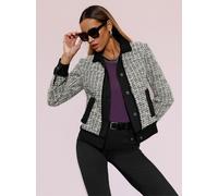 Jackenblazer CREATION L "Bou lazer", Damen, Gr. 48, schwarz-weiß (schwarz, ecru, gemustert), 76% Polyester, 24% Baumwolle, Blazer (75076731-48) schwarz, ecru, gemustert