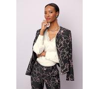 Jackenblazer CREATION L "Lyocell-Viskose-Blazer", Damen, Gr. 42, schwarz, burgund, gemustert, 70% Viskose, 30% Lyocell, Blazer (85907000-42) schwarz, burgund, gemustert