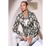 Jackenblazer CREATION L "Modal-Mix-Blazer", Damen, Gr. 46, braun (sand, anthrazit, gemustert), 47% Polyester, 45% Modal, 6% metallisierte Fasern, 2% Elasthan, Blazer (93691315-46) sand, anthrazit, gem