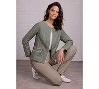 Jackenblazer CREATION L PREMIUM "Leinen-Blazer", Damen, Gr. 36, grün (khaki, weiß, meliert), 100% Leinen, Blazer (28327415-36) khaki, weiß, meliert