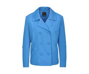 Jackenblazer GOLDNER "Elegante Kurzjacke mit Reverskragen", Damen, Gr. 52, blau, Obermaterial: 68% Baumwolle CO. 32% Polyester PES., gerade, Blazer, Ziernähte (19243520-52) blau