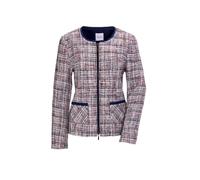 Jackenblazer GOLDNER "Eleganter Wollblazer mit Rundhals", Damen, Gr. 40, grün (weiß, marine, rot), Obermaterial: 100% Wolle WO., Feminin, Gerade, Blazer, Paspel (23381566-40) weiß, marine, rot