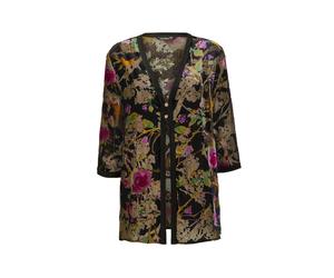 Jackenblazer GOLDNER "Exquisites Samtausbrennerjäckchen", Damen, Gr. 40, grün (schwarz, gold, gemustert), Obermaterial: 72% Viskose CV. 18% Polyamid PA. 10% metallisierte Fasern MTF., festlich, figuru