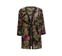 Jackenblazer GOLDNER "Kurzgröße Ausbrennerjacke mit floralem Muster", Damen, Gr. 23, grün (schwarz, gold, gemustert), Obermaterial: 72% Viskose CV. 18% Polyamid PA. 10% metallisierte Fasern MTF., fest