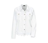 Jackenblazer GOLDNER "Kurzgröße Baumwolljacke mit Blumenborte", Damen, Gr. 24, weiß, Obermaterial: 97% Baumwolle CO. 3% Elasthan EL., Blazer, Ziernähte im Vorder und Rückteil (20377542-24) weiß