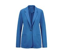 Jackenblazer GOLDNER "Kurzgröße Damenblazer mit Reverskragen und Paspeltaschen", Damen, Gr. 22, grün (blau), Obermaterial: 48% Polyamid PA. 40% Viskose CV. 12% Elasthan EL., Gerade, Blazer, mit formge