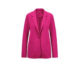Jackenblazer GOLDNER "Kurzgröße Damenblazer mit Reverskragen und Paspeltaschen", Damen, Gr. 24, grün (pink), Obermaterial: 48% Polyamid PA. 40% Viskose CV. 12% Elasthan EL., Gerade, Blazer, mit formge