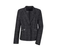 Jackenblazer GOLDNER "Kurzgröße Eleganter Baumwollblazer, Karomuster", Damen, Gr. 22, schwarz (schwarz, gemustert), Obermaterial: 93% Baumwolle CO. 7% metallisierte Fasern MTF., Blazer, RV Taschen (62