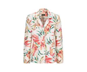 Jackenblazer GOLDNER "Kurzgröße Jacquardblazer mit Waffelstruktur", Damen, Gr. 24, bunt (bunt, gemustert), Obermaterial: 81% Polyester PES. 14% Viskose CV. 5% Elasthan EL., tailliert, Blazer, Jaquardw