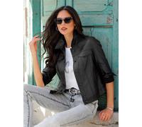 Jackenblazer HEINE "Blazerjacke", Damen, Gr. 42, schwarz, 77% Viskose, 20% Polyamid, 3% Elasthan, Blazer (64635915-42) schwarz