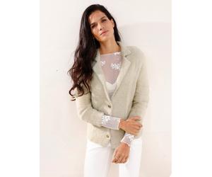 Jackenblazer HEINE "Strickblazer", Damen, Gr. 34, beige (sand), 54% Polyamid, 30% Viskose, 16% Polyester, Blazer (39692453-34) sand
