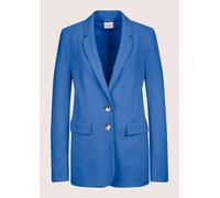 Jackenblazer MADELEINE "Blazer Floraler Jersey-Blazer in langer Form", Damen, Gr. 38, blau (azurblau), Obermaterial: 65% Viskose CV. 30% Polyamid PA. 5% Elasthan EL., Modern, normal, Blazer (32781765-