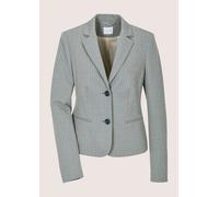 Jackenblazer MADELEINE "Blazer Kurzblazer mit Nadelstreifen", Damen, Gr. 42, blau (rauchblau, kiesel, goldfarben), Obermaterial: 64% Viskose CV. 24% Polyamid PA. 7% Polyester PES. 5% Elasthan EL., Mod