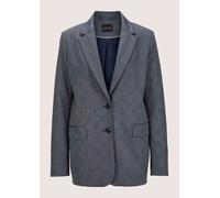 Jackenblazer MADELEINE "Blazer Legerer Longblazer mit dezentem Karomuster", Damen, Gr. 38, blau (nebelblau, graphit, melange), Obermaterial: 62% Polyester PES. 35% Viskose CV. 3% Elasthan EL., Modern,