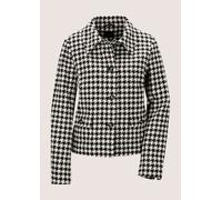 Jackenblazer MADELEINE "Blazer Leicht gefütterter Hahnentritt-Blazer in verkürzter Form", Damen, Gr. 38, schwarz (schwarz, perlweiß), Obermaterial: 90% Polyester PES. 10% Wolle mw., Modern, gerade, Bl